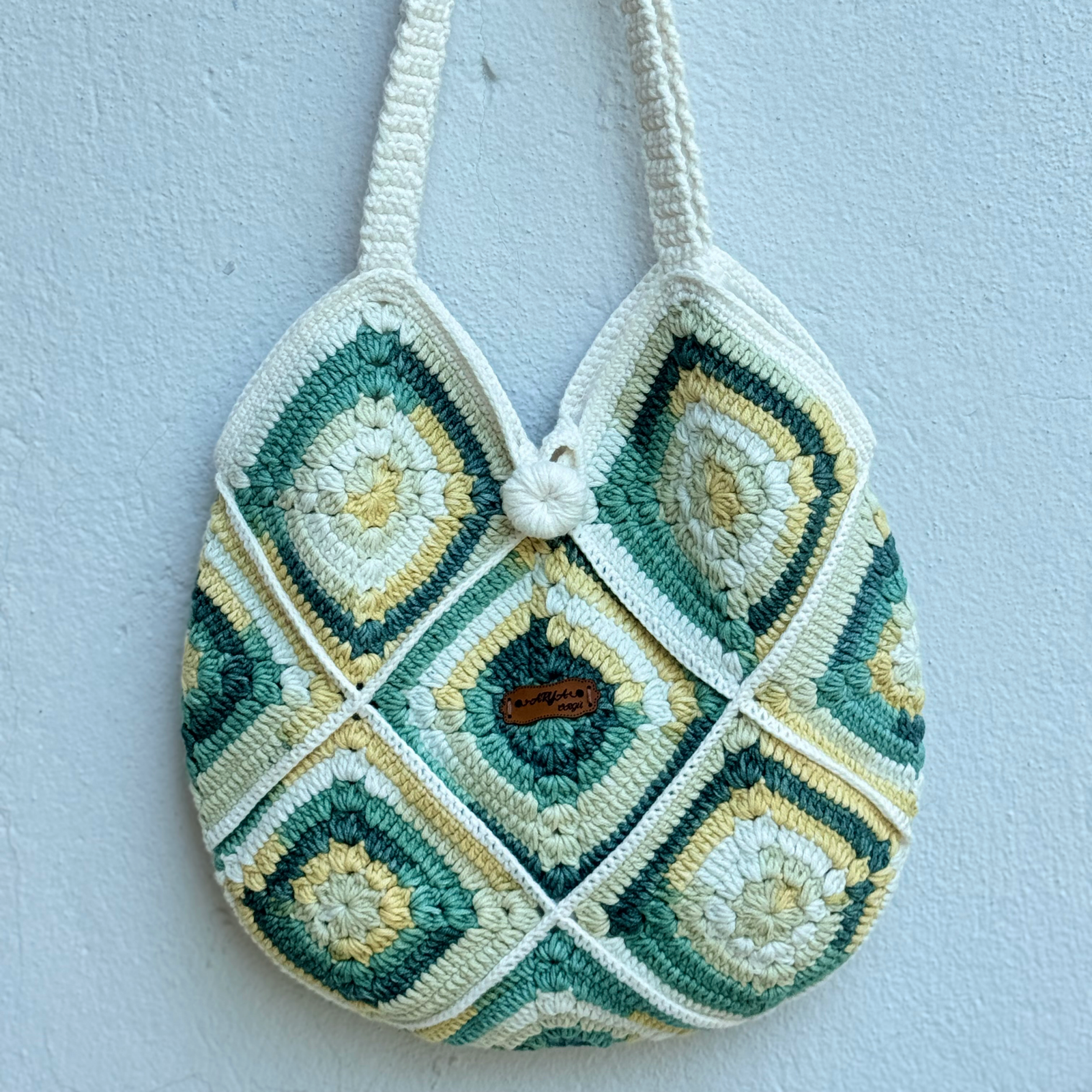 El Yapımı Örgü Granny Square Boho Omuz Çantası